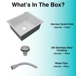 German Quartz Single Bowl Kitchen Sink - Snow White (21" x 18" x 8") - box contents