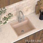 German Quartz Single Bowl Kitchen Sink with Faucet Deck- Cornflakes (22" x 20" x 8") - lifestyle