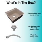 German Quartz Single Bowl Kitchen Sink with Faucet Deck- Cornflakes (22" x 20" x 8") - box contents