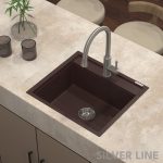 German Quartz Single Bowl Kitchen Sink with Faucet Deck- Coffee (22" x 20" x 8") - lifestyle