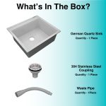 German Quartz Single Bowl Kitchen Sink with Faucet Deck- Crater (22" x 20" x 8") - box contents