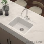 German Quartz Single Bowl Kitchen Sink with Faucet Deck- Crater (22" x 20" x 8") - lifestyle