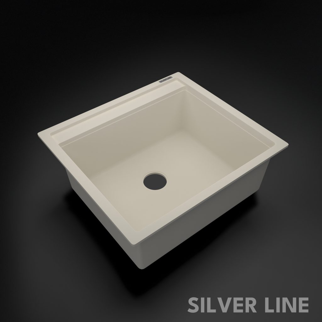 German Quartz Single Bowl Kitchen Sink with Faucet Deck- Ivory (22" x 20" x 8") - main product image