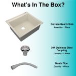German Quartz Single Bowl Kitchen Sink with Faucet Deck- Ivory (22" x 20" x 8") - box contents