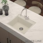 German Quartz Single Bowl Kitchen Sink with Faucet Deck- Ivory (22" x 20" x 8") - lifestyle