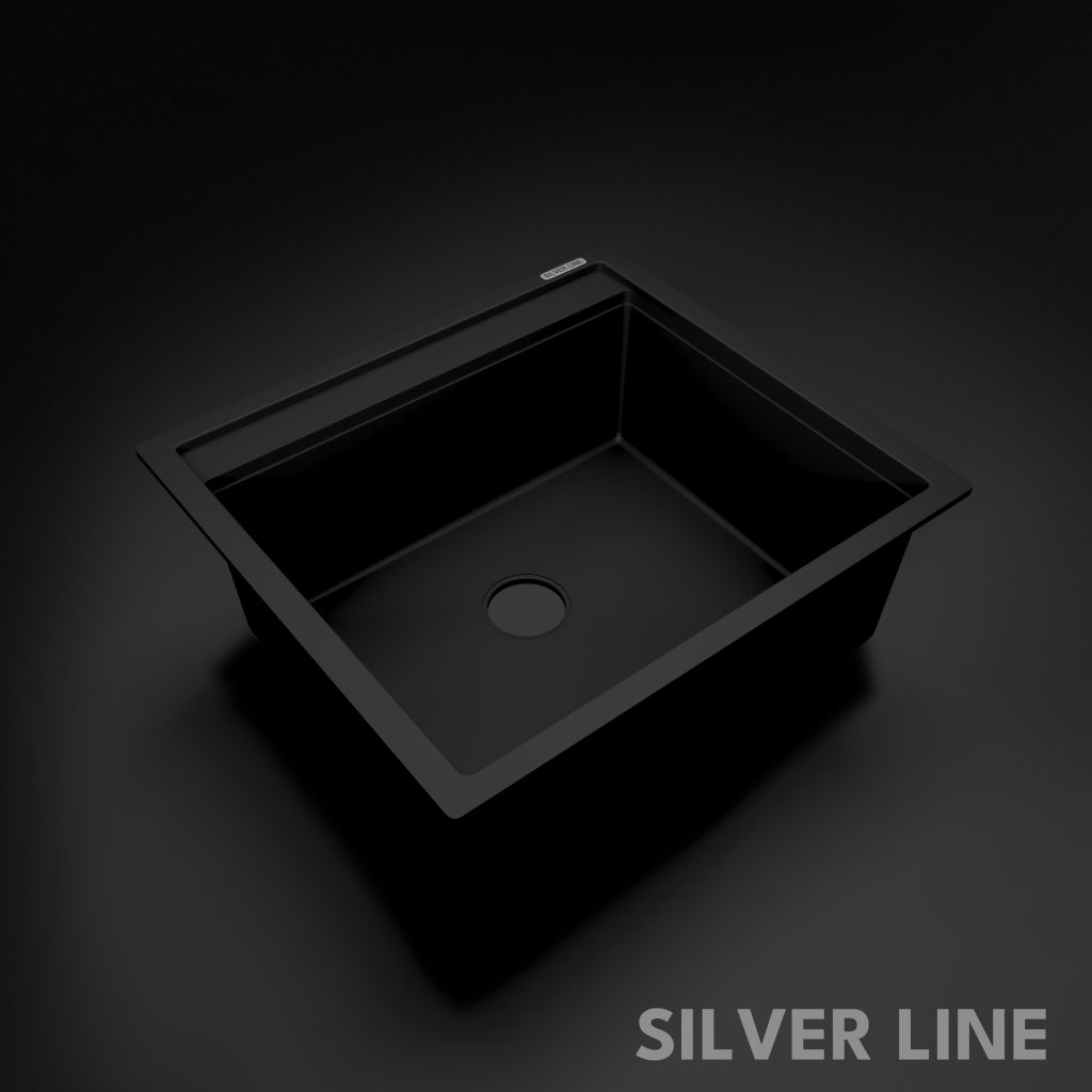 German Quartz Single Bowl Kitchen Sink with Faucet Deck- Midnight Black (22" x 20" x 8") - main product image