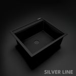 German Quartz Single Bowl Kitchen Sink with Faucet Deck- Midnight Black (22" x 20" x 8") - main product image