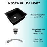German Quartz Single Bowl Kitchen Sink with Faucet Deck- Midnight Black (22" x 20" x 8") - box contents