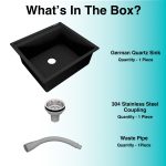 German Quartz Single Bowl Kitchen Sink with Faucet Deck- Starry Night (22" x 20" x 8") - box contents
