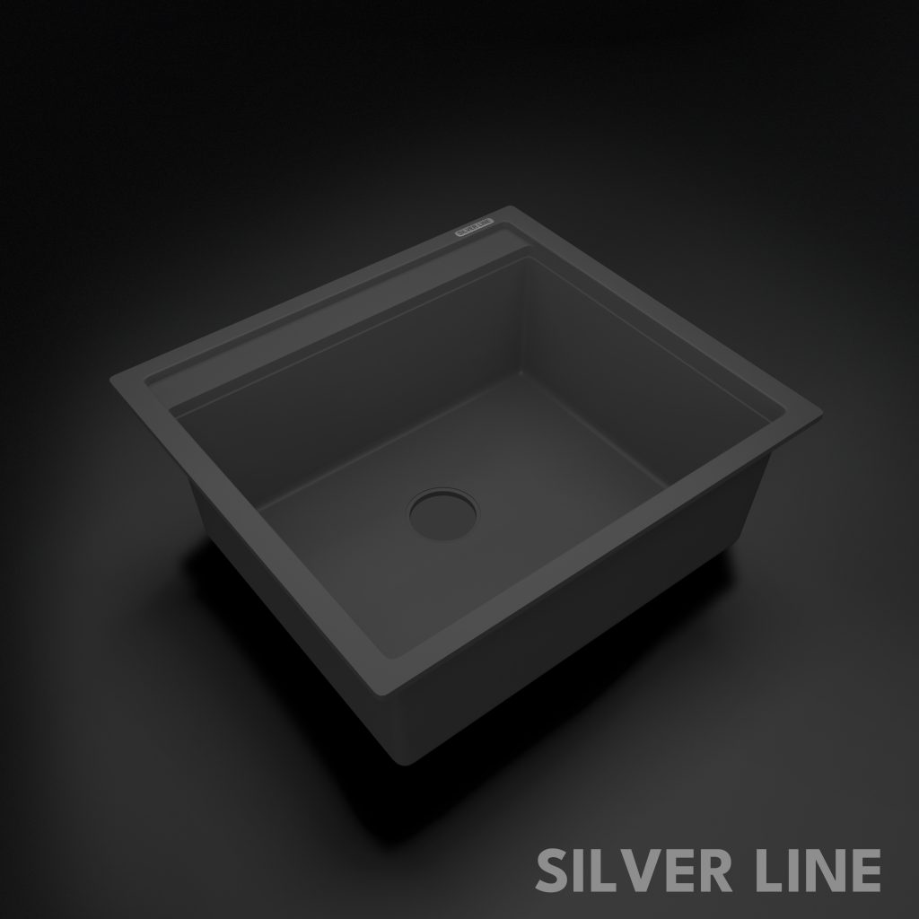 German Quartz Single Bowl Kitchen Sink with Faucet Deck- Slate (22" x 20" x 8") - main product image