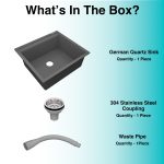 German Quartz Single Bowl Kitchen Sink with Faucet Deck- Slate (22" x 20" x 8") - box contents