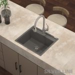 German Quartz Single Bowl Kitchen Sink with Faucet Deck- Slate (22" x 20" x 8") - lifestyle