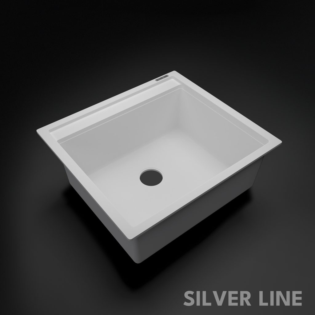 German Quartz Single Bowl Kitchen Sink with Faucet Deck- Snow White (22" x 20" x 8") - main product image