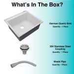 German Quartz Single Bowl Kitchen Sink with Faucet Deck- Snow White (22" x 20" x 8") - box contents