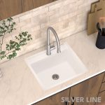 German Quartz Single Bowl Kitchen Sink with Faucet Deck- Snow White (22" x 20" x 8") - lifestyle