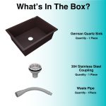 German Quartz Single Bowl Kitchen Sink - Coffee (24" x 18" x 8") - box contents