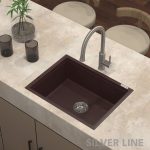 German Quartz Single Bowl Kitchen Sink - Coffee (24" x 18" x 8") - lifestyle
