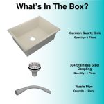 German Quartz Single Bowl Kitchen Sink - Ivory (24" x 18" x 8") - box contents