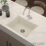 German Quartz Single Bowl Kitchen Sink - Ivory (24" x 18" x 8") - lifestyle