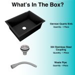 German Quartz Single Bowl Kitchen Sink - Starry Night (24" x 18" x 8") - box contents