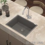 German Quartz Single Bowl Kitchen Sink - Slate (24" x 18" x 8") - lifestyle