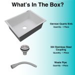 German Quartz Single Bowl Kitchen Sink - Snow White (24" x 18" x 8") - box contents
