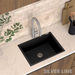 German Quartz Single Bowl Kitchen Sink - Midnight Black (24" x 18" x 8") - lifestyle