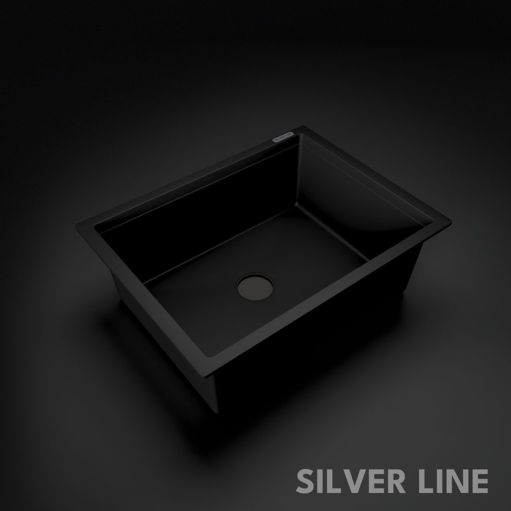 German Quartz Single Bowl Kitchen Sink - Midnight Black (24" x 18" x 8") - main product image