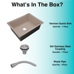 German Quartz Single Bowl Kitchen Sink - Cornflakes (24" x 18" x 8") - box contents