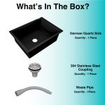 German Quartz Single Bowl Kitchen Sink - Midnight Black (24" x 18" x 8") - box contents