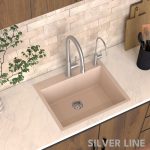 German Quartz Single Bowl Kitchen Sink with Faucet Deck- Cornflakes (24" x 20" x 9") - lifestyle