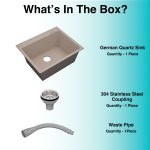 German Quartz Single Bowl Kitchen Sink with Faucet Deck- Cornflakes (24" x 20" x 9") - box contents