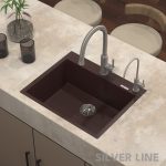 German Quartz Single Bowl Kitchen Sink with Faucet Deck- Coffee (24" x 20" x 9") - lifestyle