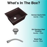German Quartz Single Bowl Kitchen Sink with Faucet Deck- Coffee (24" x 20" x 9") - box contents