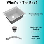 German Quartz Single Bowl Kitchen Sink with Faucet Deck- Crater (24" x 20" x 9") - box contents