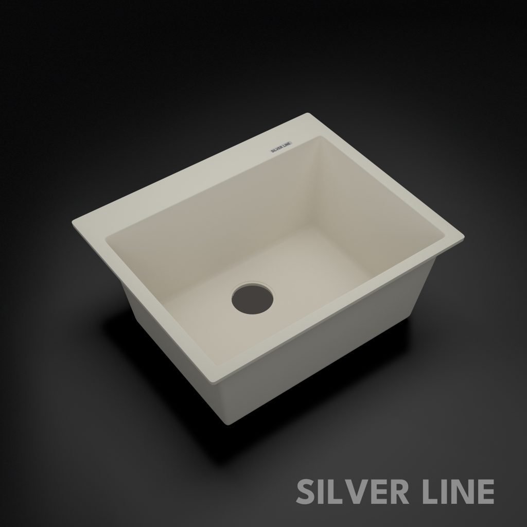 German Quartz Single Bowl Kitchen Sink with Faucet Deck- Ivory (24" x 20" x 9") - main product image