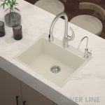 German Quartz Single Bowl Kitchen Sink with Faucet Deck- Ivory (24" x 20" x 9") - lifestyle