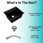 German Quartz Single Bowl Kitchen Sink with Faucet Deck- Midnight Black (24" x 20" x 9") - box contents