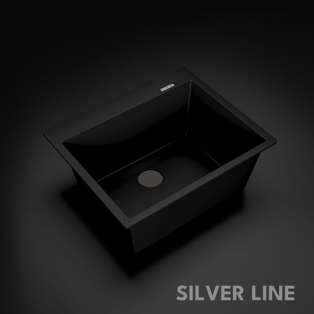 German Quartz Single Bowl Kitchen Sink with Faucet Deck- Midnight Black (24" x 20" x 9") - main product image