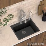 German Quartz Single Bowl Kitchen Sink with Faucet Deck- Starry Night (24" x 20" x 9") - lifestyle