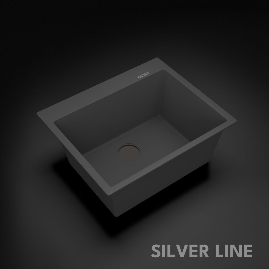 German Quartz Single Bowl Kitchen Sink with Faucet Deck- Slate (24" x 20" x 9") - main product image