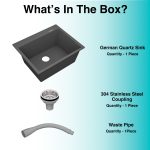 German Quartz Single Bowl Kitchen Sink with Faucet Deck- Slate (24" x 20" x 9") - box contents