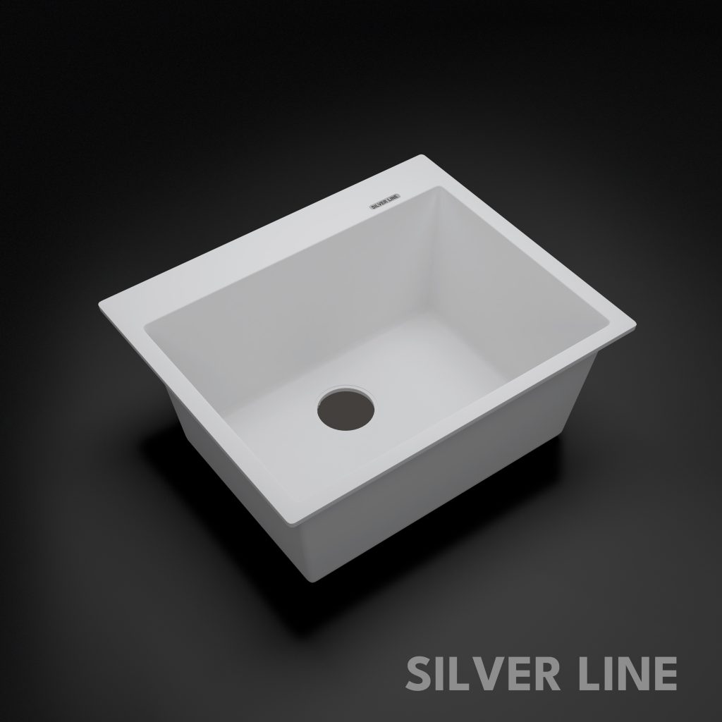 German Quartz Single Bowl Kitchen Sink with Faucet Deck- Snow White (24" x 20" x 9") - main product image