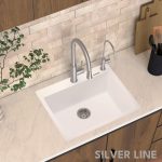 German Quartz Single Bowl Kitchen Sink with Faucet Deck- Snow White (24" x 20" x 9") - lifestyle