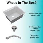 German Quartz Single Bowl Kitchen Sink with Faucet Deck- Snow White (24" x 20" x 9") - box contents