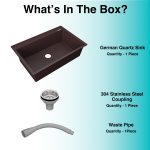 German Quartz Single Bowl Kitchen Sink with Faucet Deck- Coffee (31" x 20" x 9") - box contents