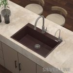 German Quartz Single Bowl Kitchen Sink with Faucet Deck- Coffee (31" x 20" x 9") - lifestyle