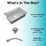 German Quartz Single Bowl Kitchen Sink with Faucet Deck- Crater (31" x 20" x 9") - box contents