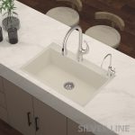 German Quartz Single Bowl Kitchen Sink with Faucet Deck- Ivory (31" x 20" x 9") - lifestyle