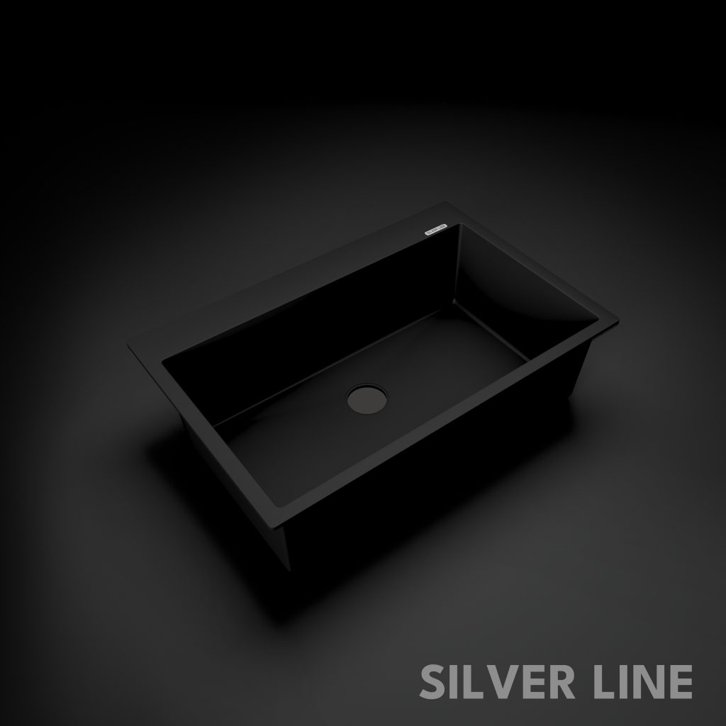 German Quartz Single Bowl Kitchen Sink with Faucet Deck- Midnight Black (31" x 20" x 9") - main product image
